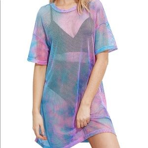 L Sheer Mesh Short Sleeve Dress